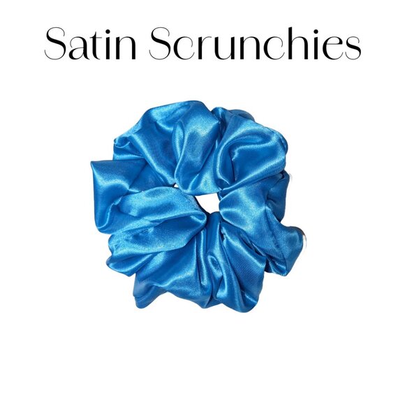 Amiga Mia large blue satin scrunchie hand crafted - Picture 4 of 6